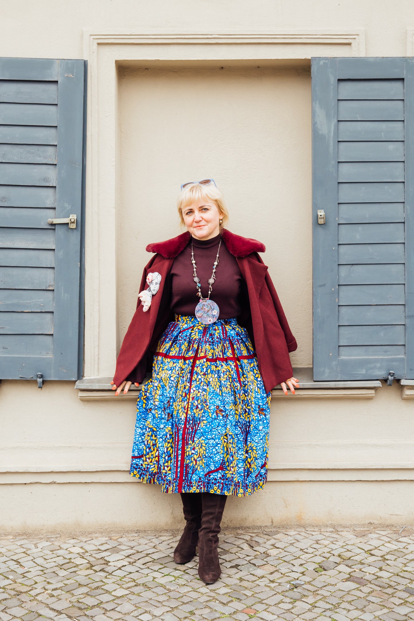 Blauer Midirock "Baum"