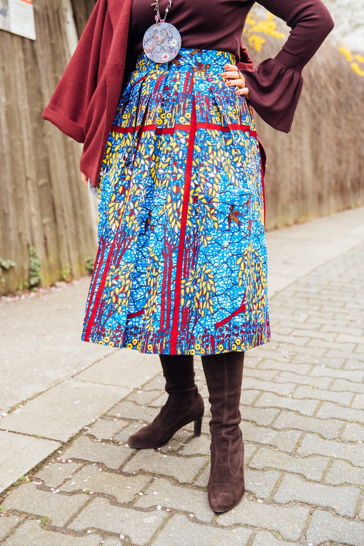 Blauer Midirock "Baum"