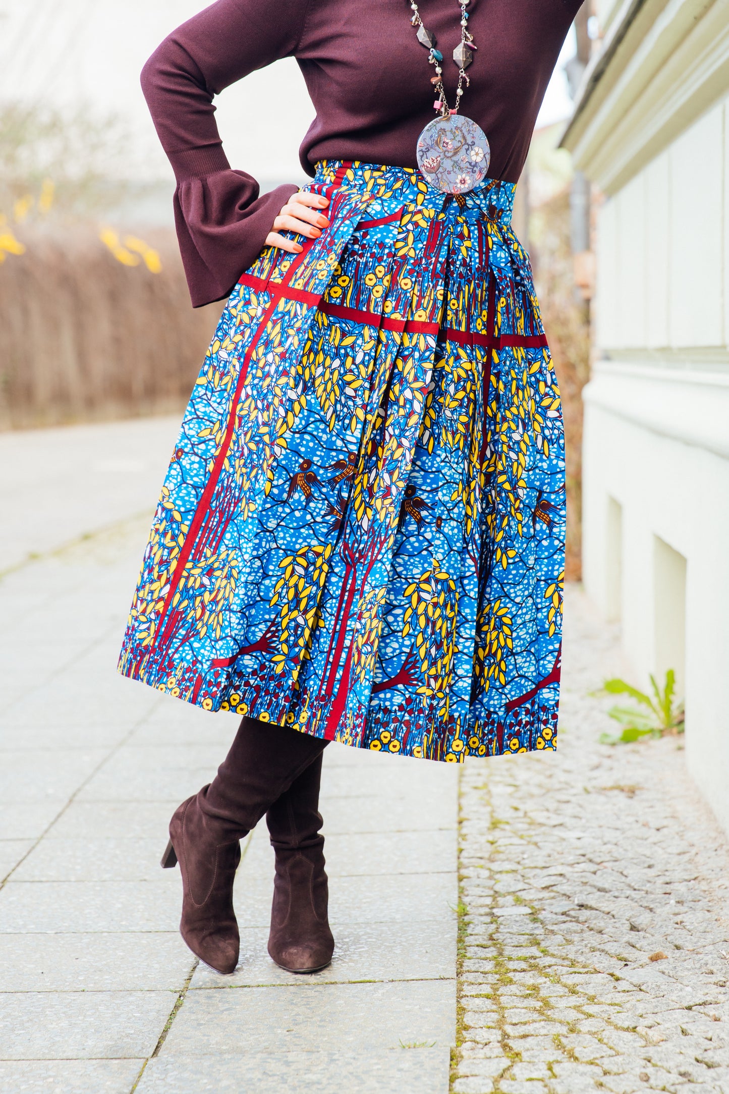 Blauer Midirock "Baum"