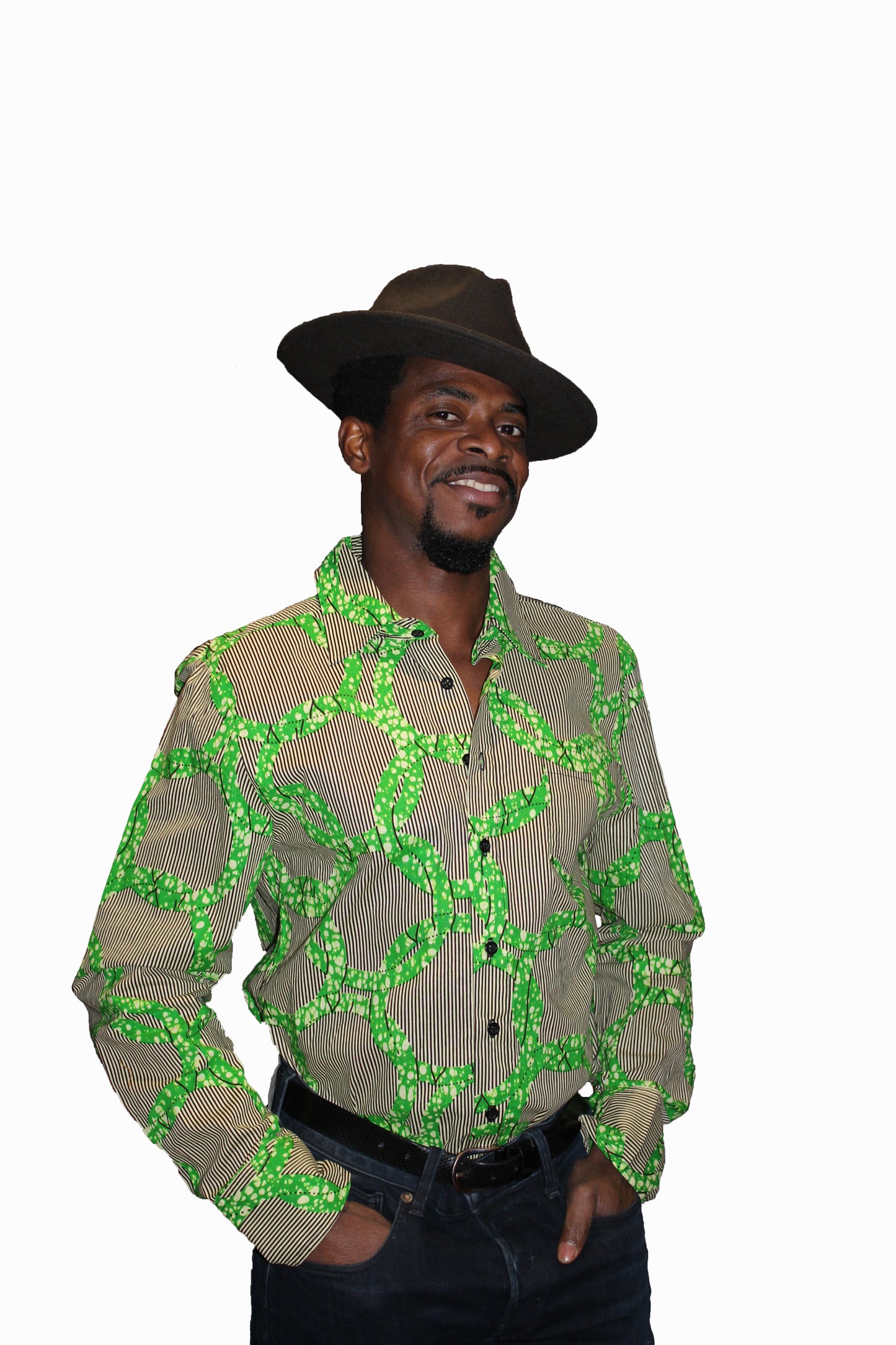 Hemd mit grün-weißem Muster