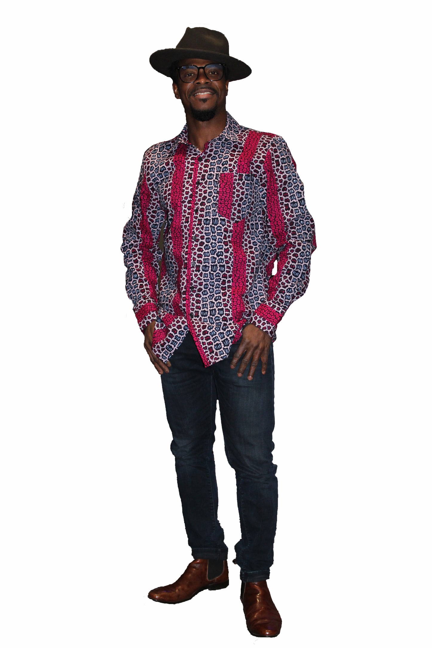 Hemd mit pink-weiß-blauen Muster