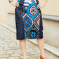 Rock aus Denim und blau-pinken Baumwollstoff