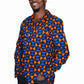 Hemd mit blau-orange-schwarzen Muster
